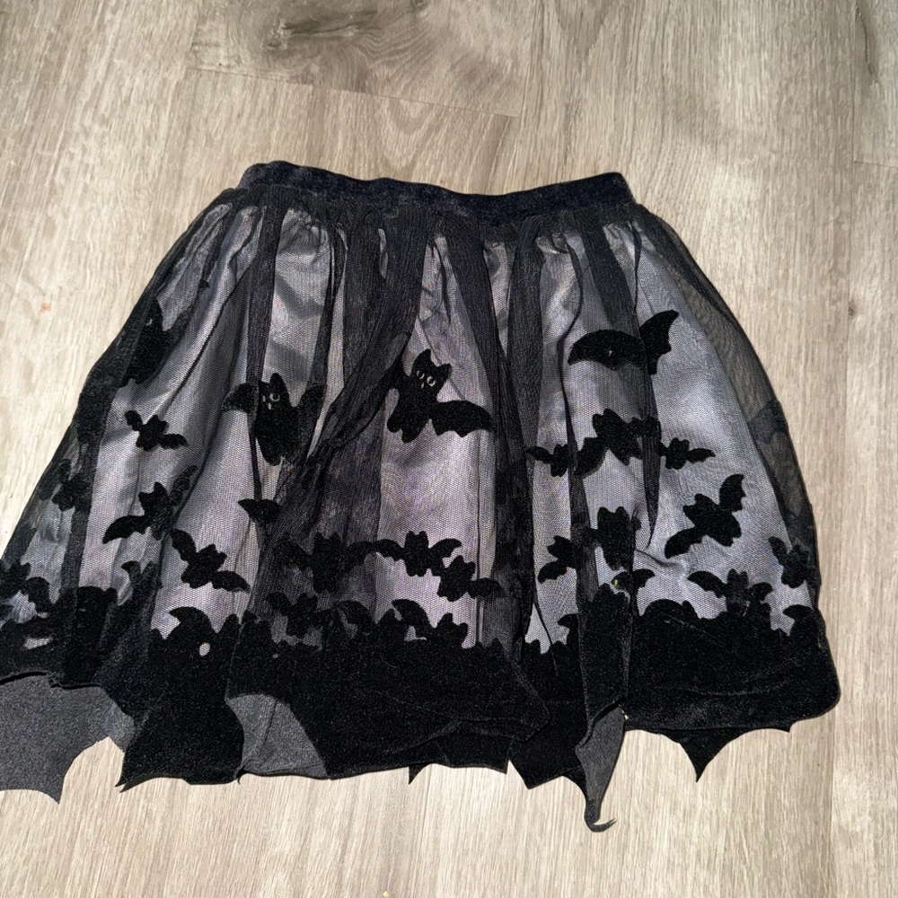H&M Black Bat Patterned Mini Skirt